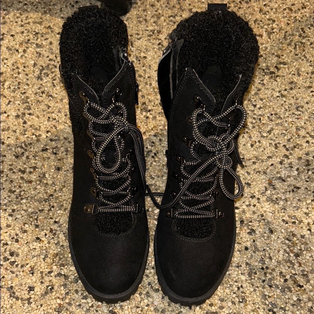 Madden Girl Black Lace-Up Boots